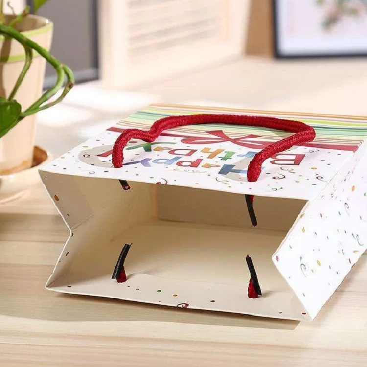 High quality custom logo printed rope handle paper bag paper shopper kraft clothes shopper with rope handle