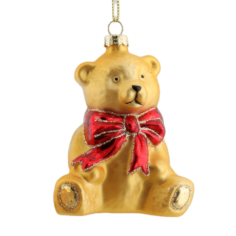 Высокое качество, Лучшая цена, стеклянный Рождественский плюшевый мишка, стеклянный кулон на елку, орнамент, распродажа