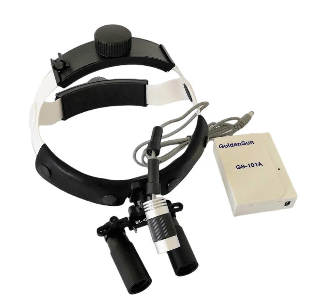 6x Binocular Magnifying Glass Dental Loupes With Head Light Headband