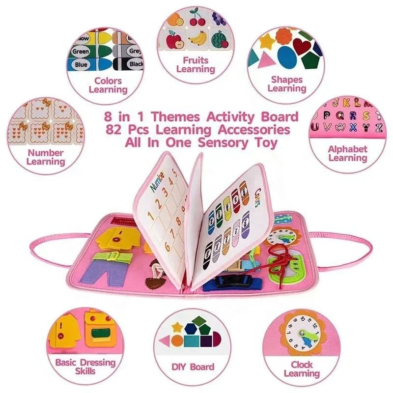 Baby Felt Learning Board Pack Cloth Book Early Childhood Education Busy Board Toddler Early Learning Education Toys Quiet Books