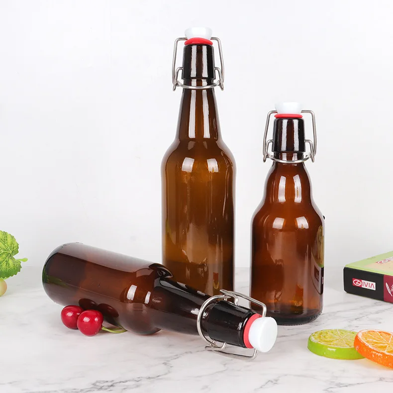 Popular Brown 330ml 500ml 750ml Size Liquor Bottle With Silica Gel Corks Empty Beer Amber Glass Bottles