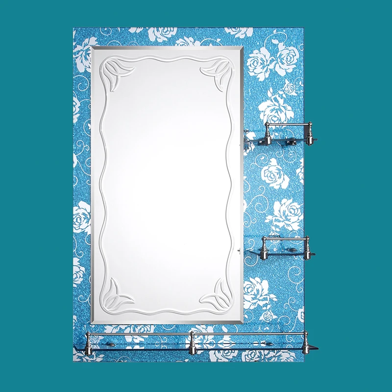 4 + 4 mm Sky blue  double silver mirror with shelf