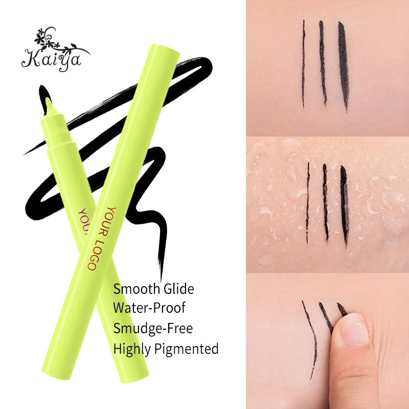 Private Label Makeup Flat Tip Colorful Eye Liner Pen Long Lasting Delineador De Ojos Waterproof Matte Colored Eyeliner Liquid