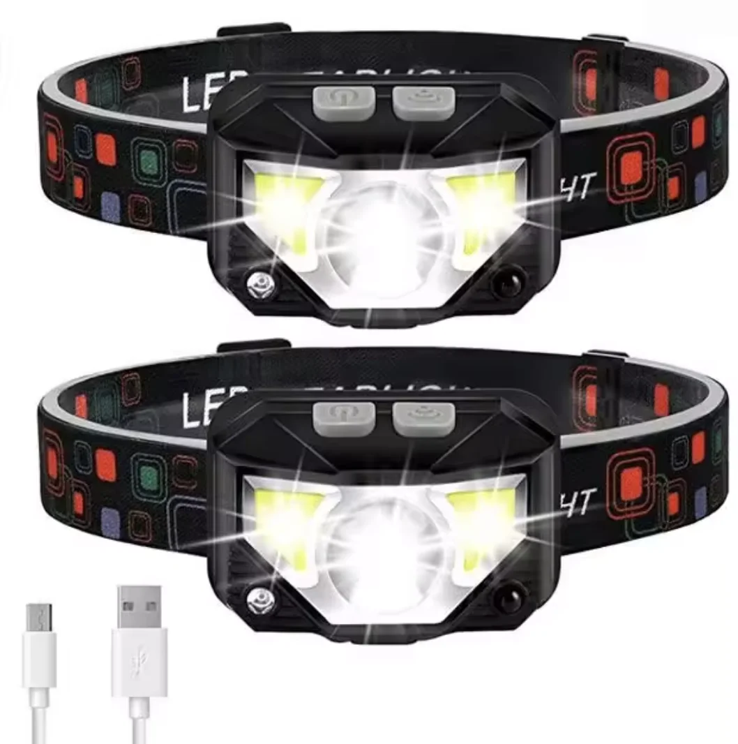 SOLO WILD Waterproof camping fishing 1200 Lumen Bright headlight Head  flashlight headlamps rechargeable cob led sensor headlamp