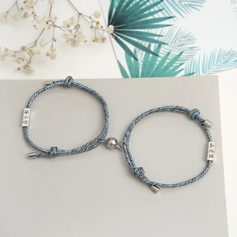 Magnetic attraction Alloy Eachother Couple love pair Bracelet Pair of Mountain League Hand Strap