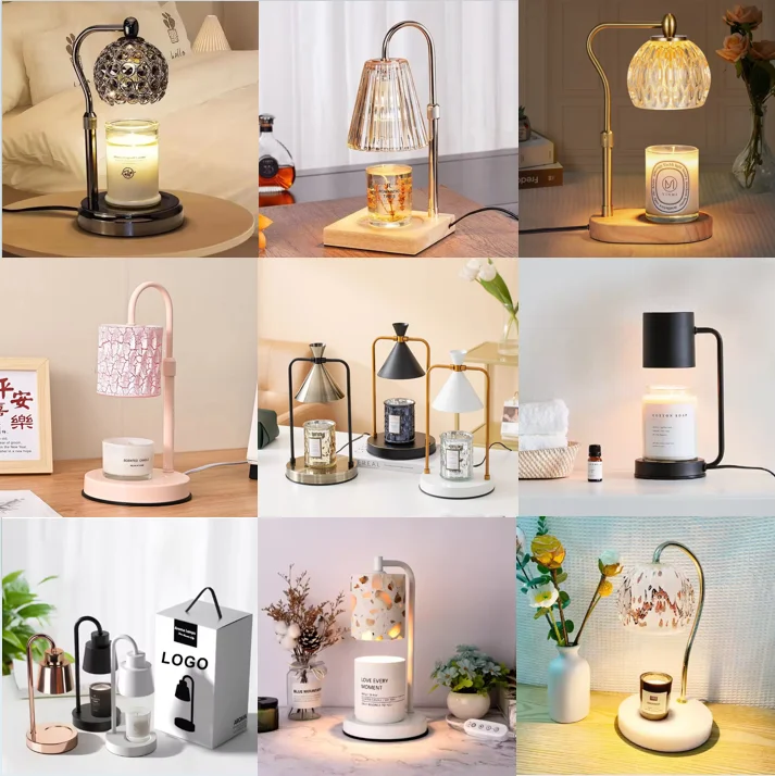 Smokeless wooden electronic fragrance candle wax warmer lamp with timer Adjustable Wax melting lamp Dimmable candle warmer