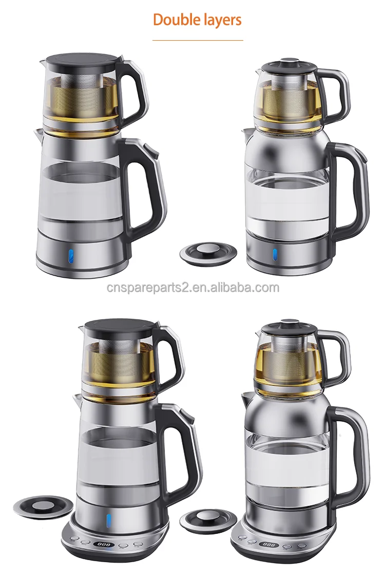YUEKON Electric Glass Tea Maker With Tea Pot Home Appliance Skd Ckd Russian Samovar Set With Filter