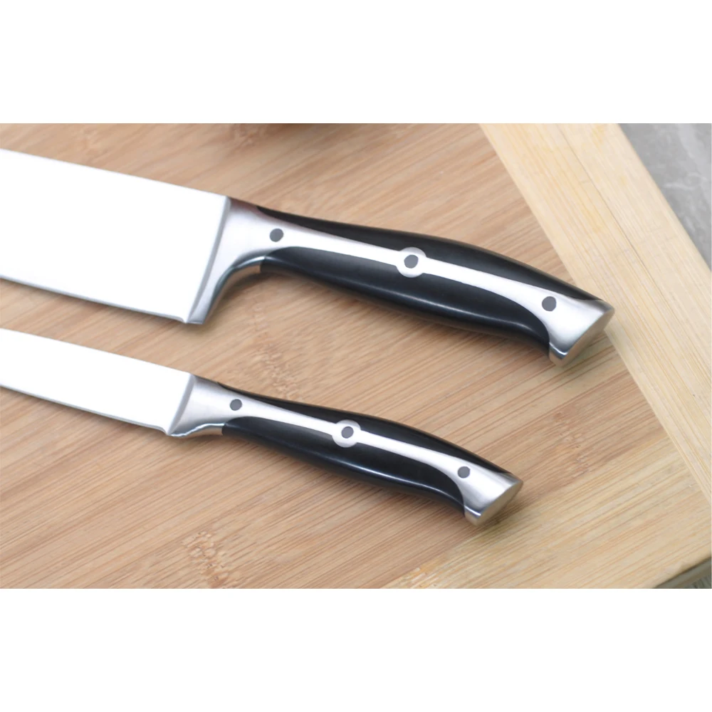 
5 pcs ABS handle stainless steel kitchen knife set with acrylic block customized logo 