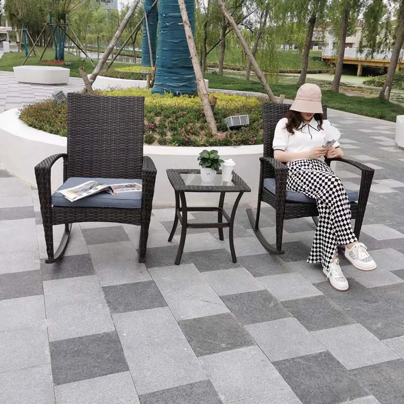 New Product Leisure Garden Rocking Chair 3 Piece Rattan Rocking Chair Set