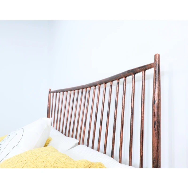 Luxury Industrial Antique Metal Beds Design Vintage Solid Sturdy Bronze Steel Metal Frame Beds