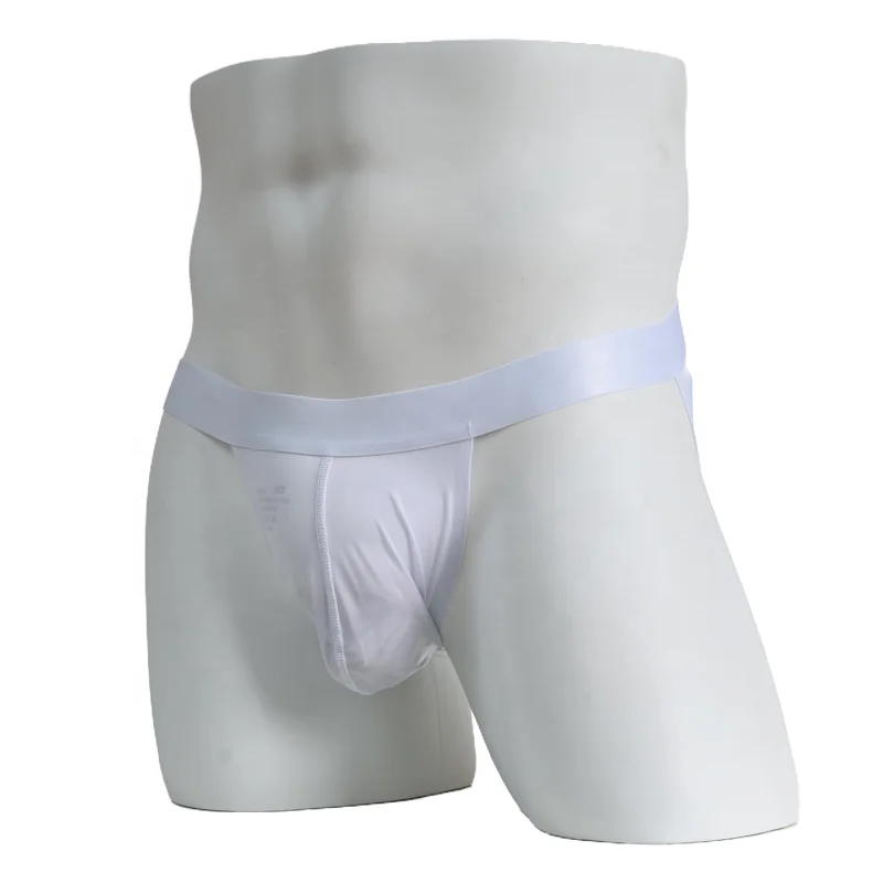 Qingya Men Black Sheer Sexy Jockstrap Brief Low-Rise Seamless Underwear Spandex Fabric White Briefs for Men