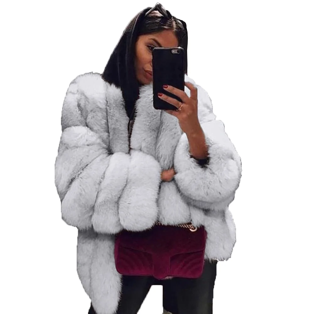 Wholesale Women Winter Clothing Plus Size Warm Thickened Jacket Fashion Ladies Fur Coats Women Faux Fox Fur Coats
