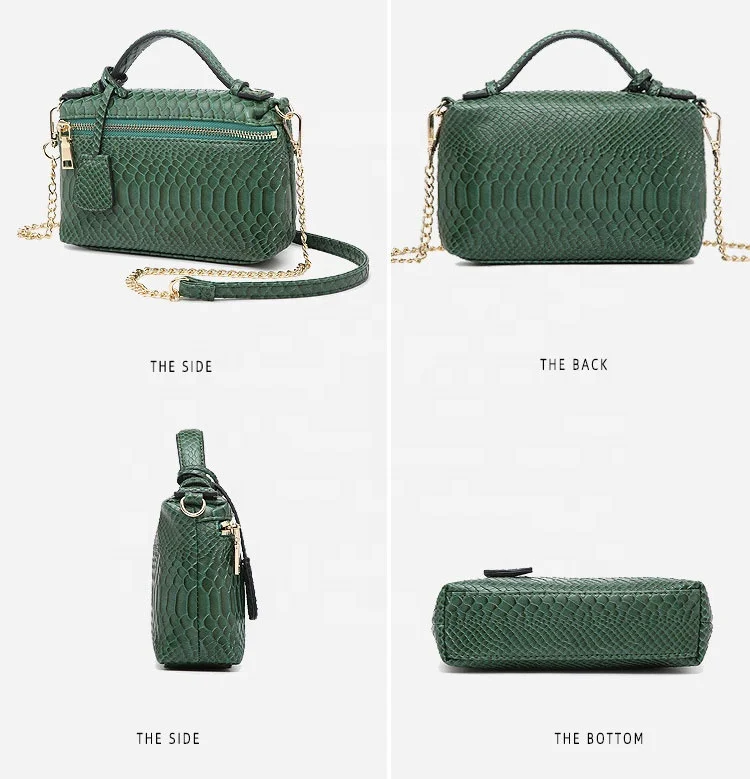 Fashion Designer Handbag Embossed lady chain Strap snake print leather clutch crocodile bag women