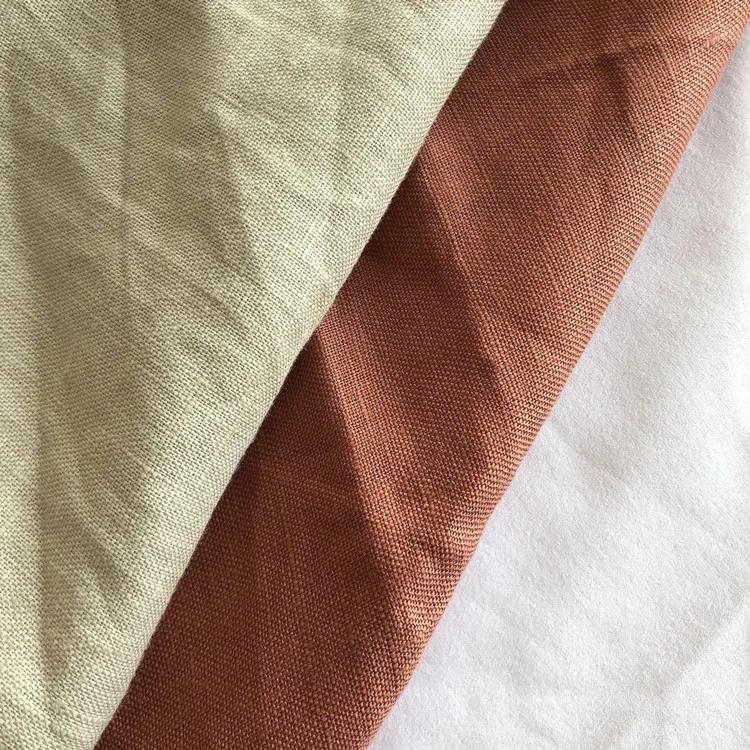 HAHOO Good quality soft hand feeling solid white woven breathable french pure linen fabric stone washed for women dress jacket