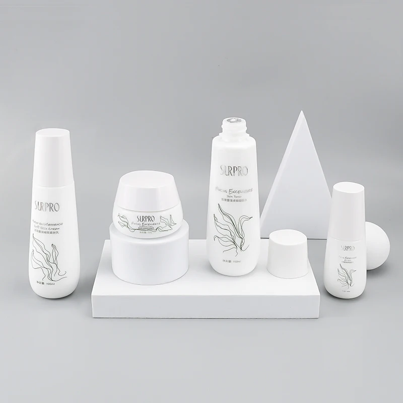 40ml 100ml 150ml 50g skincare packaging sets recycled opal glass lotion pump bottle