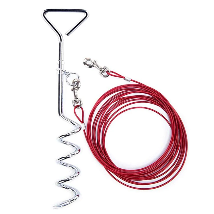 Dog Tie Out Cable Stake Leash Stake Outside Yard Beach Lawn Ground Anchor Medium Large Dogs Strongest Tie Out Stakes