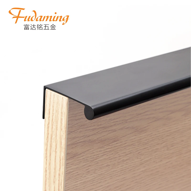 FUDAMING, невидимая Скрытая черная ручка из алюминиевого сплава для кухонного шкафа, гардероба, шкафа, двери ящика