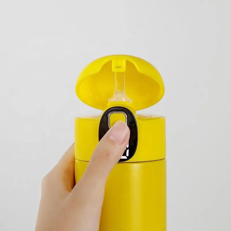 Lovely Bulk Customized 14 Oz Portable  304 Stainless Steel Temperature Smart Digital Cup Water Bottle  with Straw