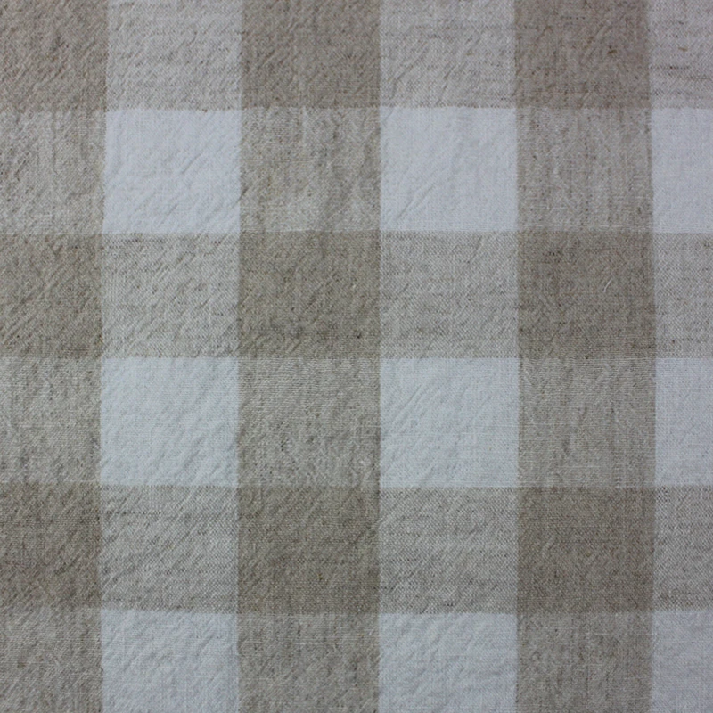 Textiles Linen Cotton Fabric For Curtain Garment Plaid Fabric After Wash Yarn Dyed Crepe Check Fabric for Shirt and Dresses
