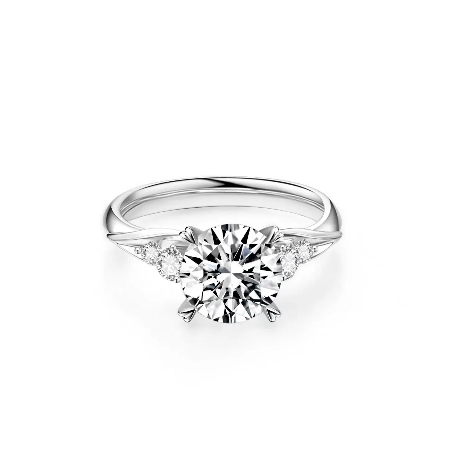 2.1ct Main Stone Round Cut F VVS2 IGI Certified Lab Grown CVD White Diamond 18K Gold Custom Ring
