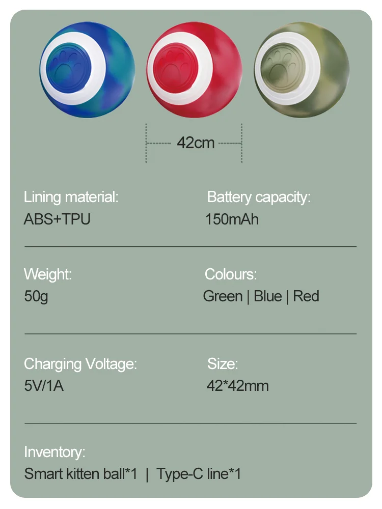 Pet USB Rechargeable Electric Automatic Rolling Ball  Rotating Ball For Cats  Pet Interactive Movement Toys