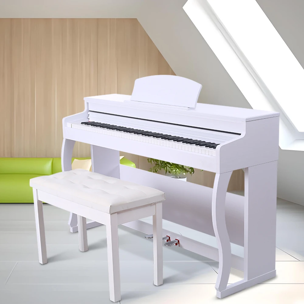 Digital Piano PVC Wood Grain 88-Key Hammer Action Keyboard Slide Cover Design USB MIDI Pure Piano Sound YM-A88