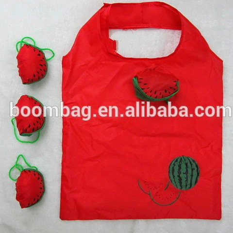 Cheap Promotional Custom Printed Polyester Fruit Shape Folding Reusable Bags Watermelon Shape Shopping Foldable Bag