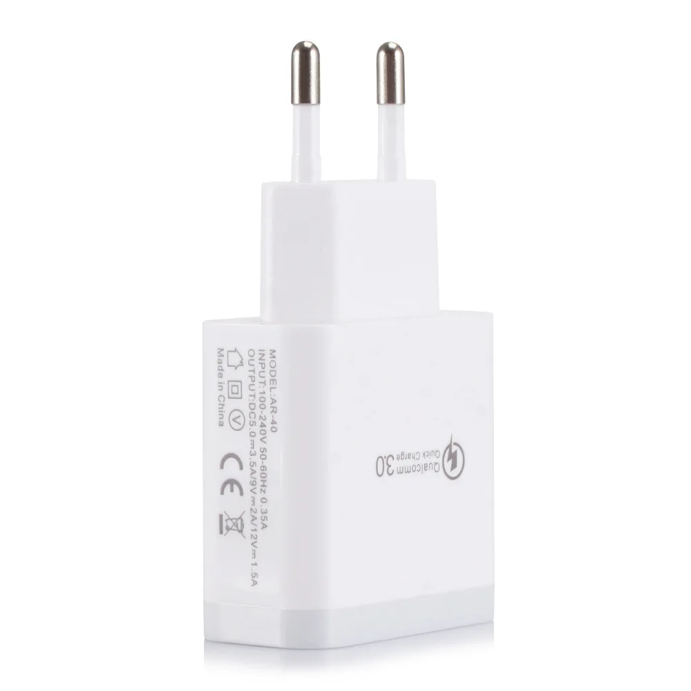 US EU Standard QC3.0 Android IOS 5V 9V 12V Mobile Phone Single Quick Charger