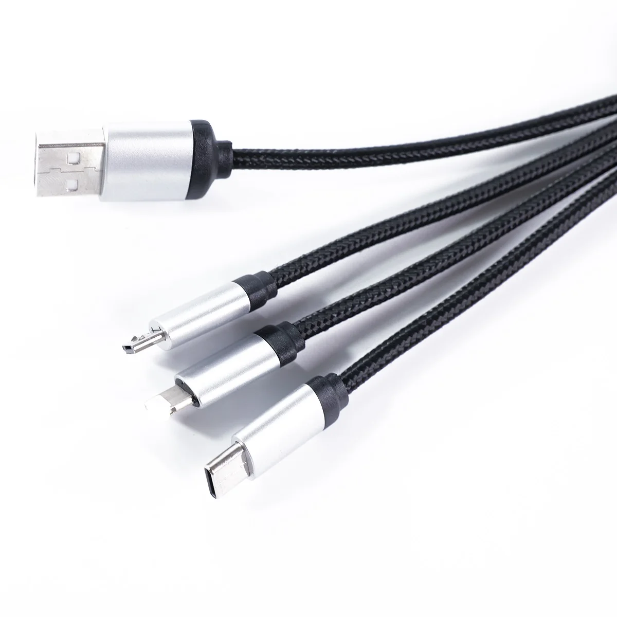 Оптовая продажа экологически чистых портативных брелоков USB 4 в 1 светодиодный логотип зарядные кабели с цепочкой для ключей логотипом