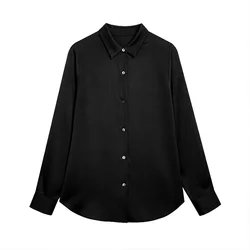 2023 new arrival 22mm solid color 100% mulberry silk top blouse long sleeves real custom silk shirts women