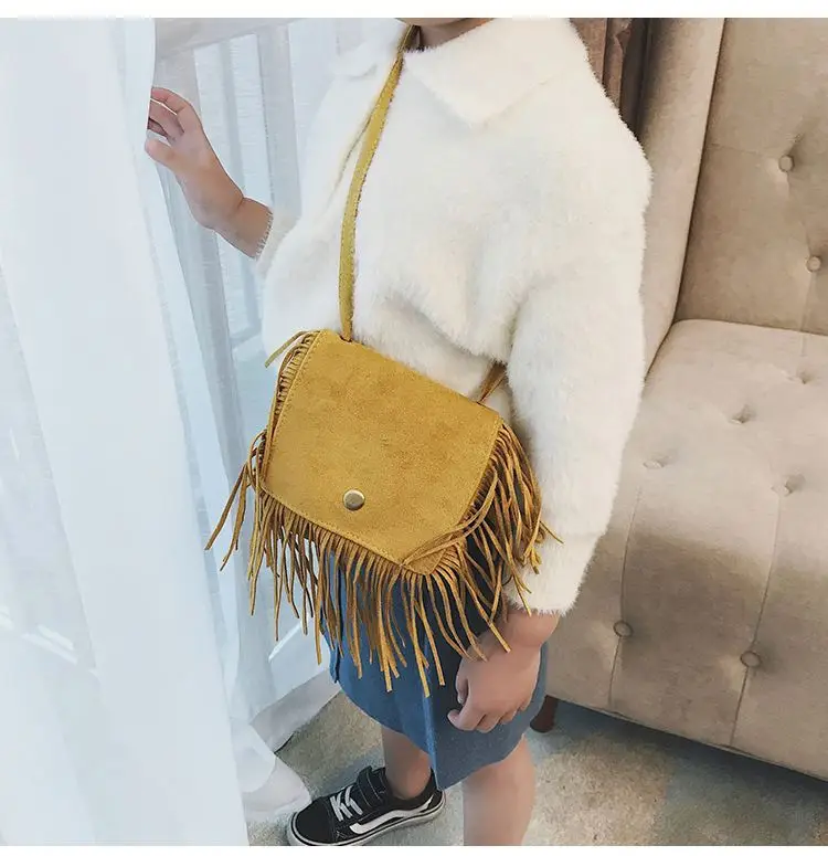 Free Sample China Hot Sale Cute Baby Girls Wholesale Girl Leopard Tassel Baby Kid Purses From China