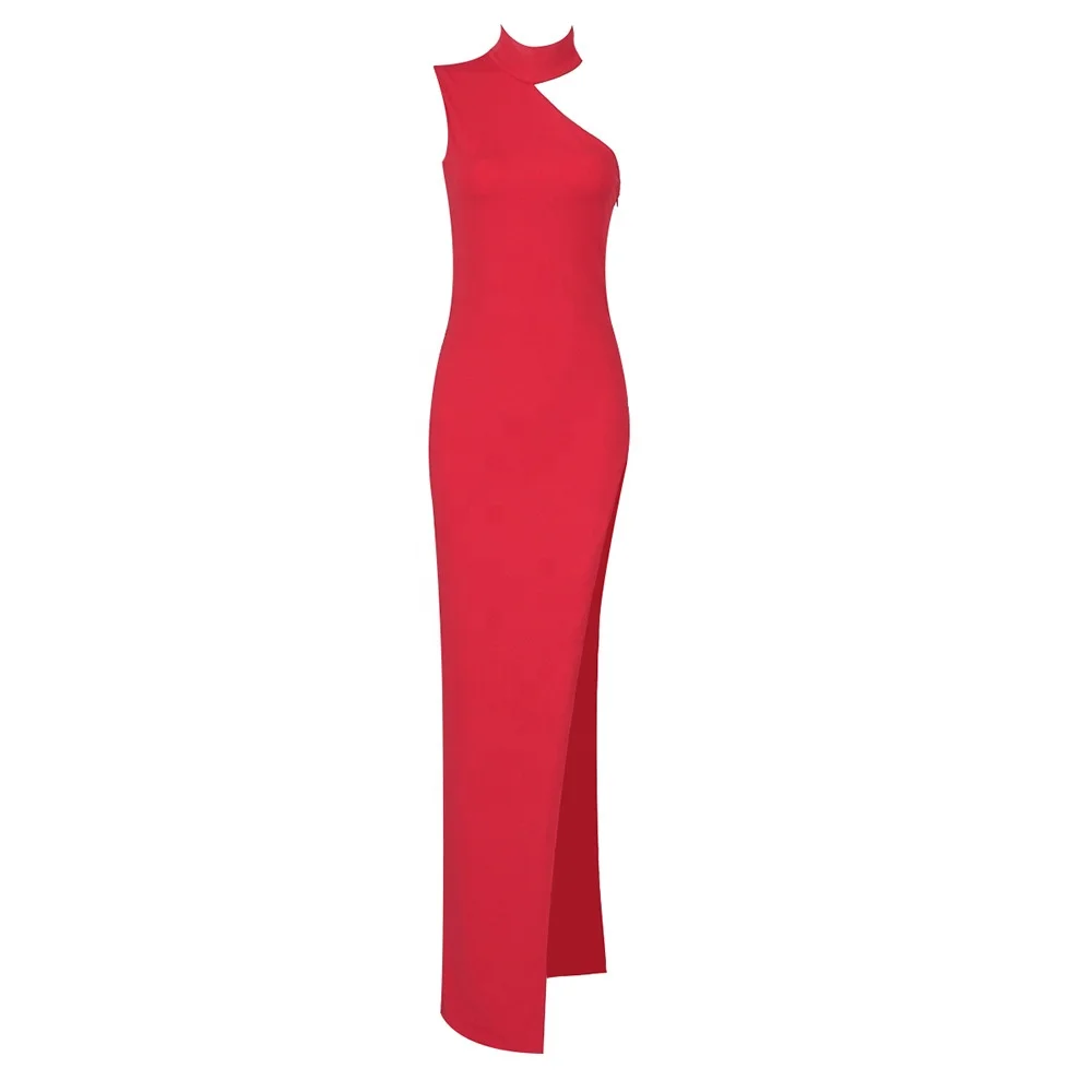 High Quality Sleeveless Sexy Evening Dress High Waist Woman Party Dress Floor-length Red Formal Elegant Dresses