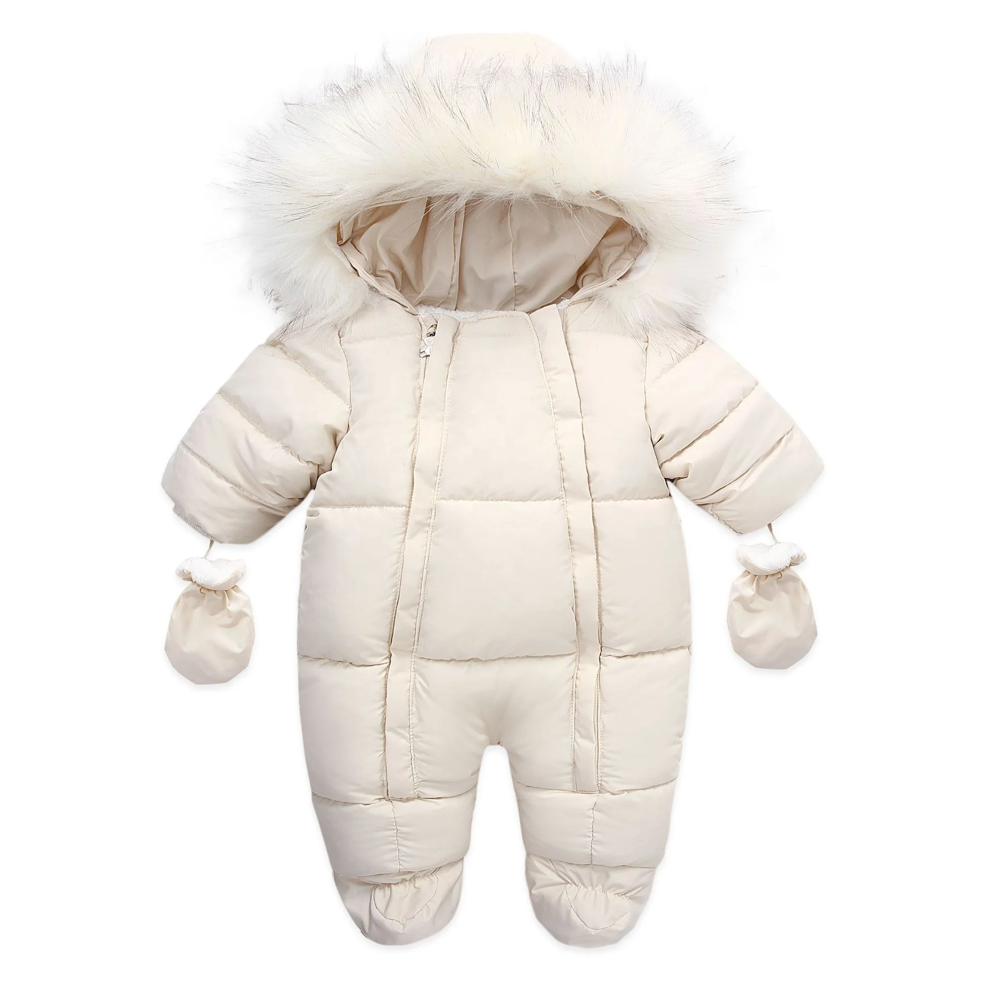 2023 Thick Warm Infant Hooded Inside Fleece Rompers Newborn Boy Girl Overalls Jumpsuit Kids Snowsuit Baby Clothes For Winter