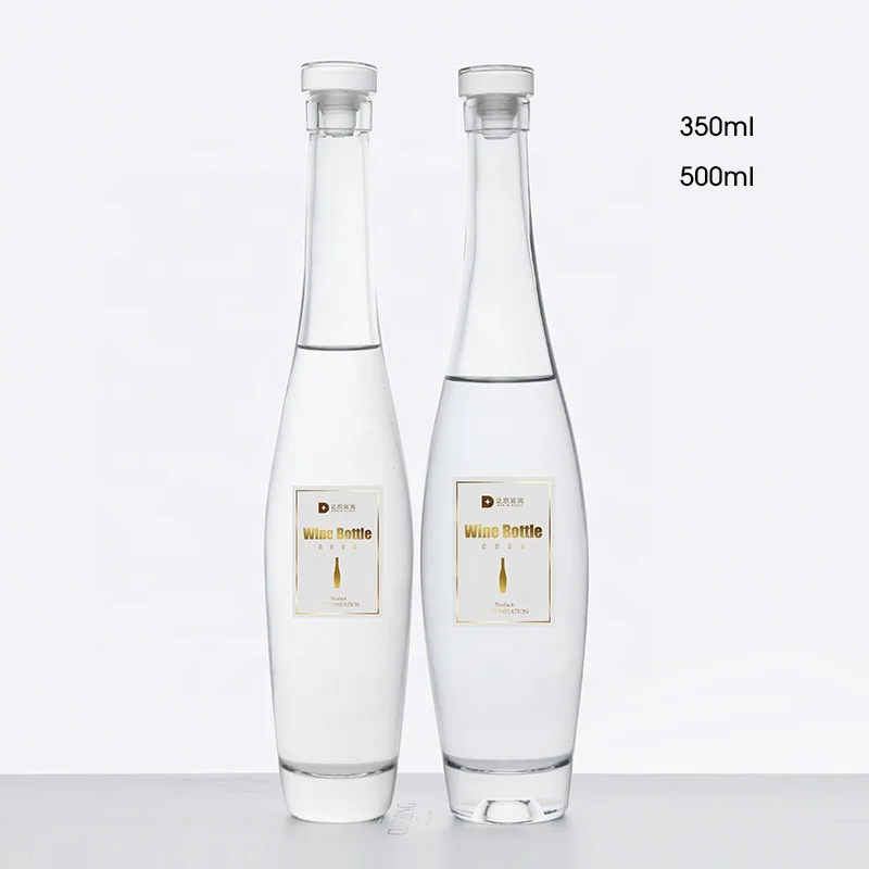 Factory supply fancy liquor glass wine bottle with cork stopper 250ml 350ml 500ml wine bottle