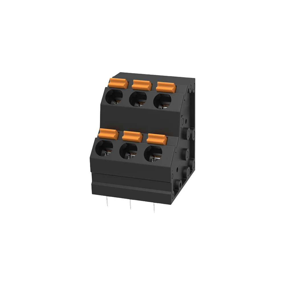 Screw-free electrical spring type 252-5.0 PCB quick terminal block black KF252H2-5.0MM Industrial Din Rail Mount Terminal Blocks