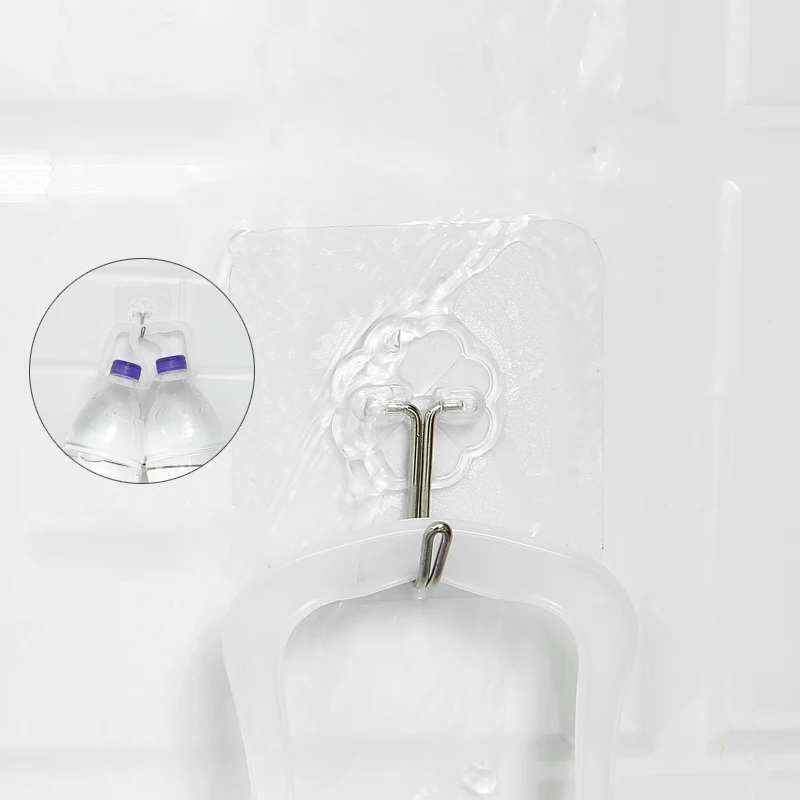 Wholesale Bathroom Wall Mounted PVC Hanger Hook Transparent Self Adhesive Hooks