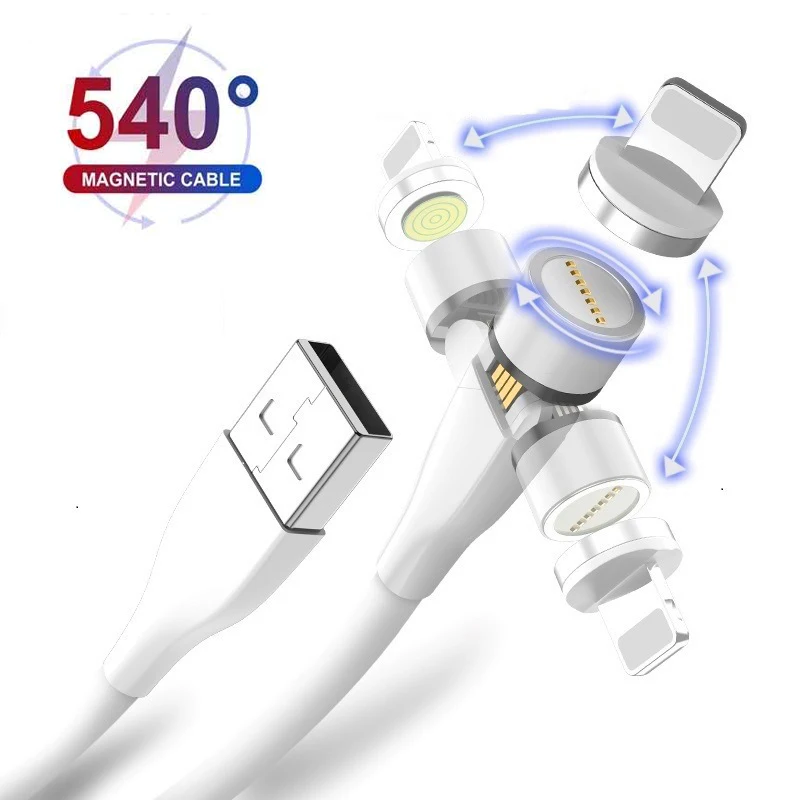 Fast Charging 3A 540 Rotate Degree  USB Cord Rotation Magnetic Cable