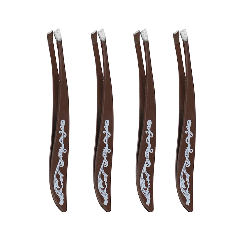 Manufacturer OEM Chocolate Brown Eyelash Extension Tweezers for Eyebrow Hair Removal