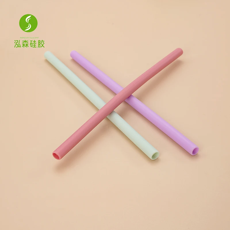 Wholesale Double Sided Color Silicone Straws High-quality Heat-resistant Colorful Customization Silicone Straws Reusable
