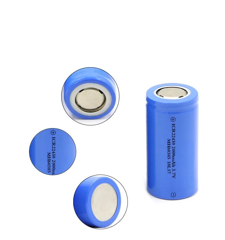 Rechargeable 22430 Lithium ion battery 3.7v 2000mah for LED Torch,Flashlights