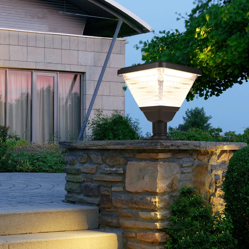 Garden Outdoor Landscape IP65 Modern Decorative Solar Bollard Sidewalk Lights Aluminum Sun Powered Solar LED Garden Pillar Light