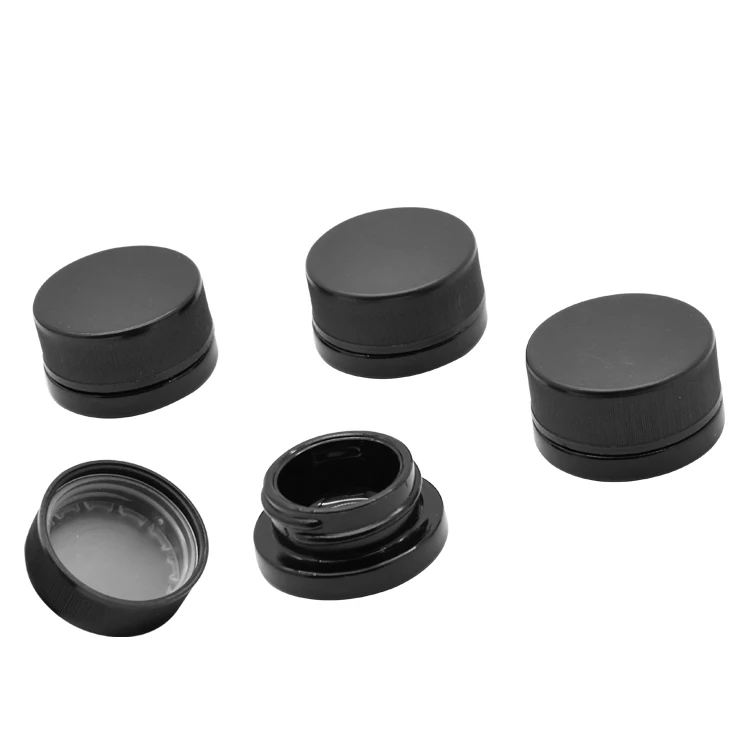 5ml 9ml glass jar childproof lid black eye cream container uv concentrate custom glass wax container for CBD oil