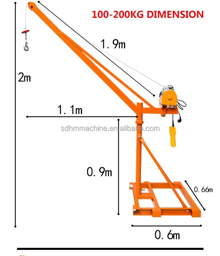 300kg mini crane degree Rotation Mobile telescopic crane mini crane