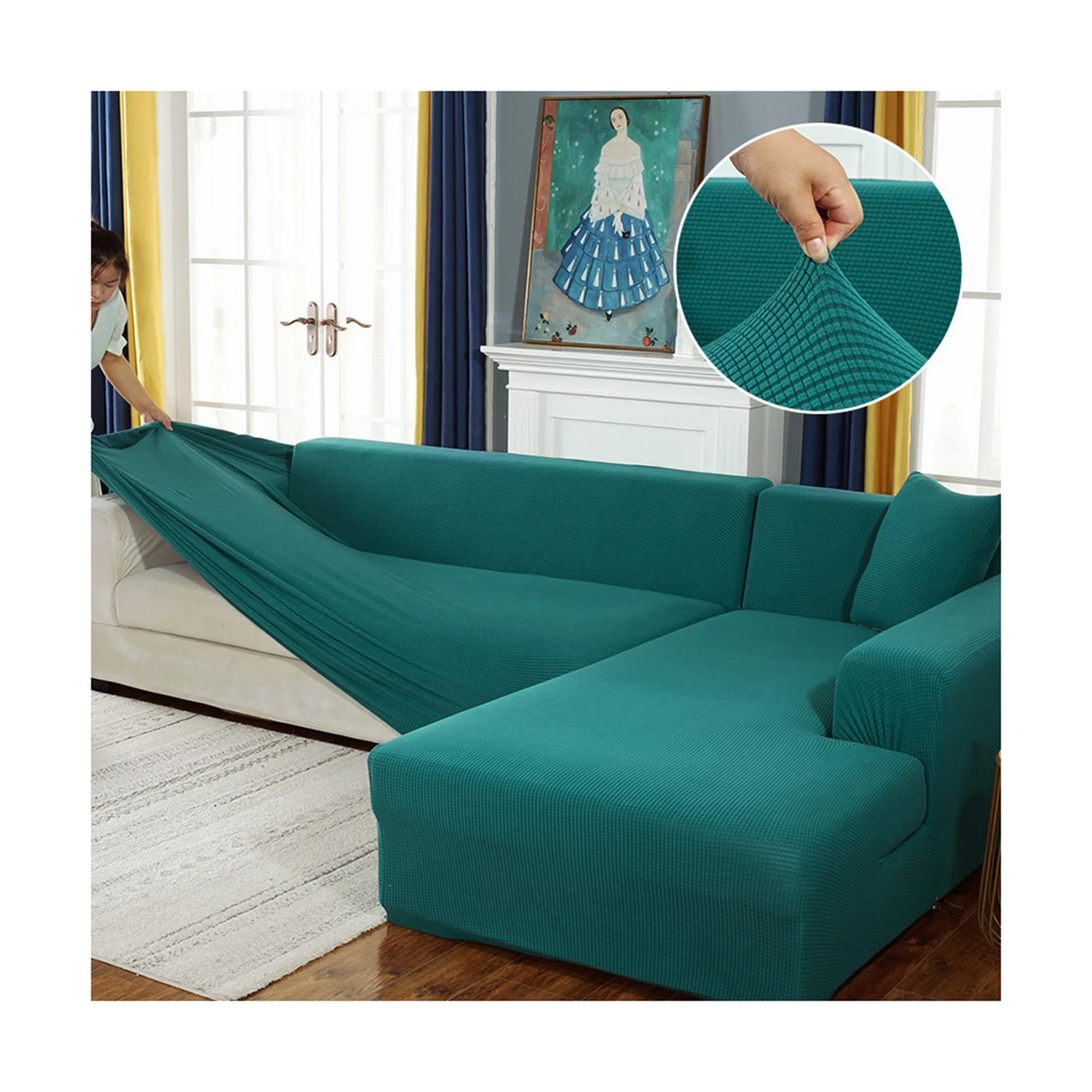 Cheap Light Color Polar Fleece Plush Stretch Sleeper Sofa Cover