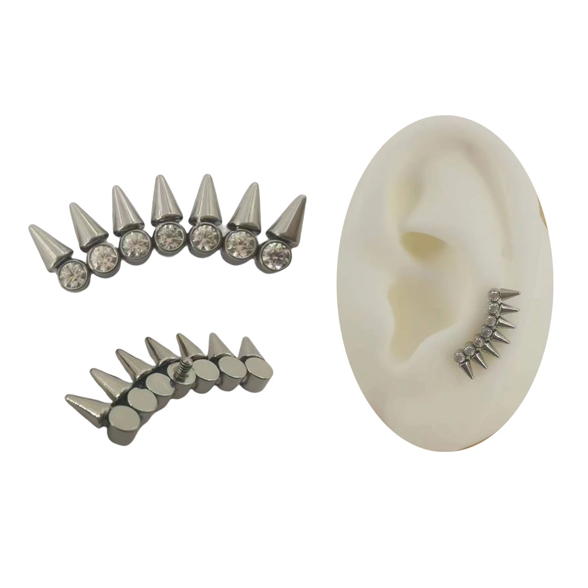 Calendo  Jewelry  ASTM  F136 Titanium Internally Threaded  7 Spikes  Stud Piercing  Earring  End Jewelry