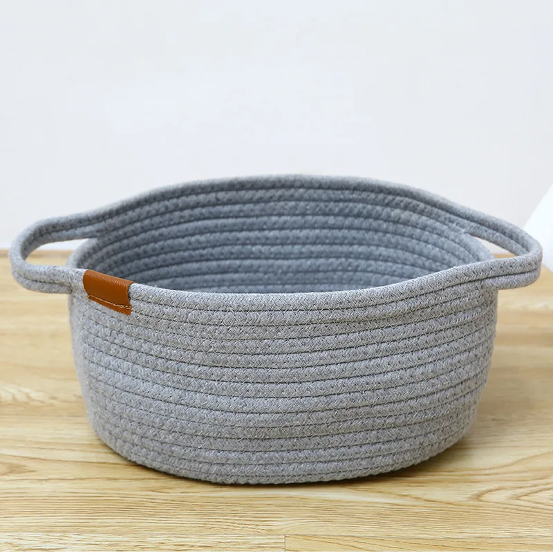 Home Decor White Cotton Rope Storage Basket With Lid Storage And Organization Many Sizes Vietnam Supplier