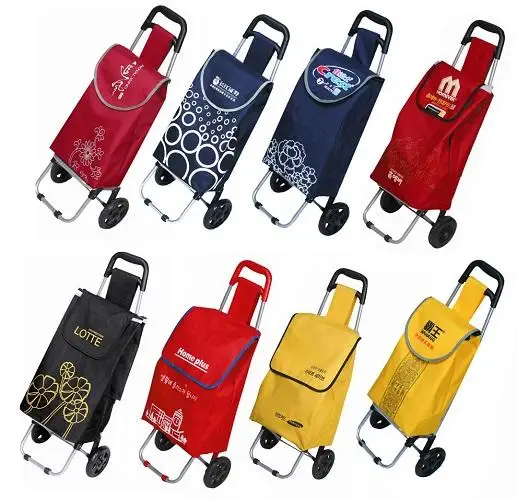 Customized Supermarket Foldable Trolley Shopping Bags Folding Shopping Carts Vegetable Luggage Shop Trolley Bags with Wheel