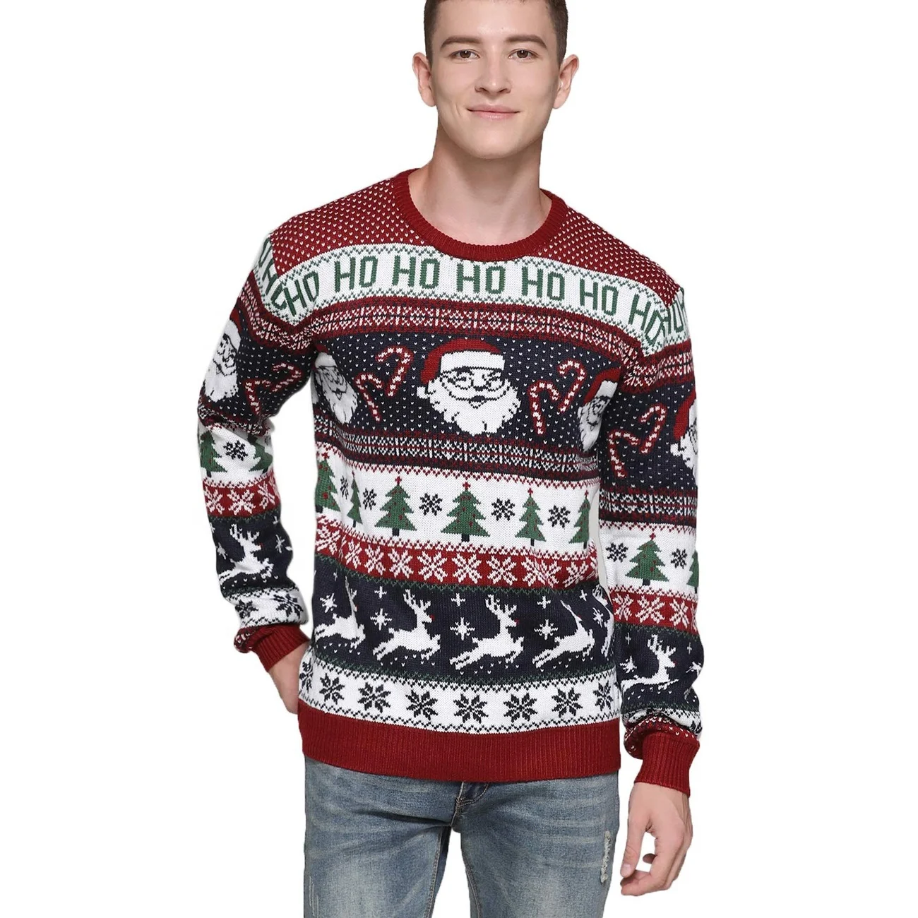 Модный мужской пуловер с принтом животных, Санта, унисекс, Уродливый Рождественский свитер