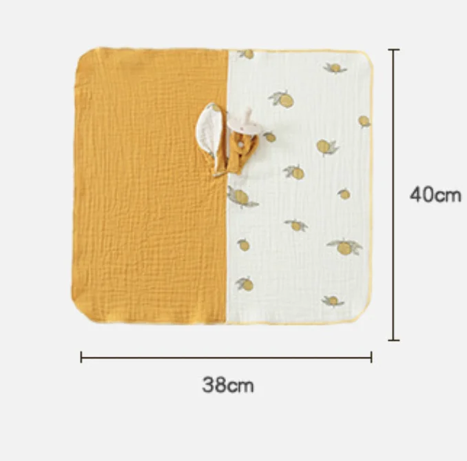 2023 Muslin Baby towel cotton gauze with teething gel nipple for baby sleep comfort bunny absorbent handkerchief saliva