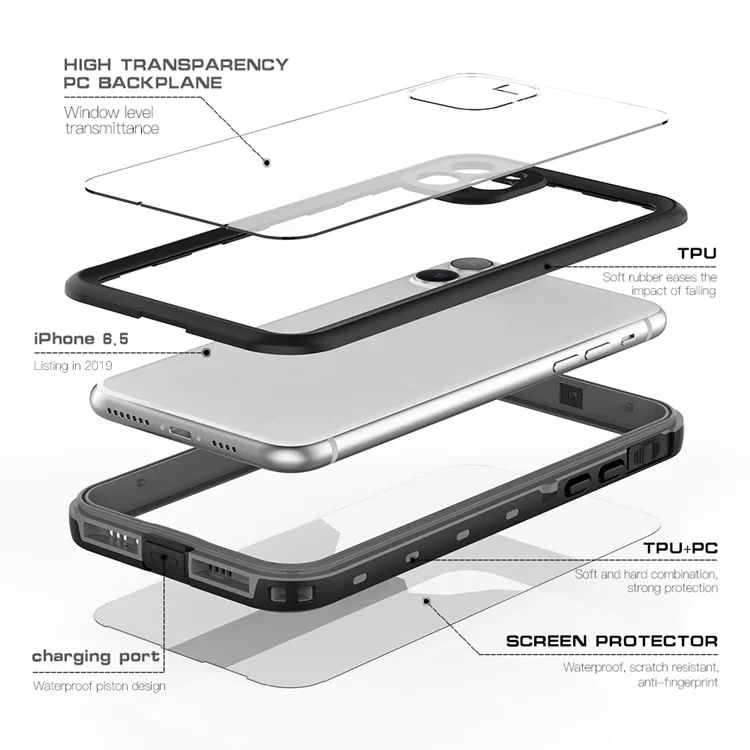 
Free shipping tpu pc shockproof phone case IP68 waterproof phone case for iPhone X XR XS MAX 11 11PRO MAX 